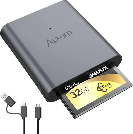 Alxum CFast Card Reader, USB C to CFast 2.0 Card Reader with USB A Adapter, Compatible with Sony, Lexar, Sandisk, Transcend and More
