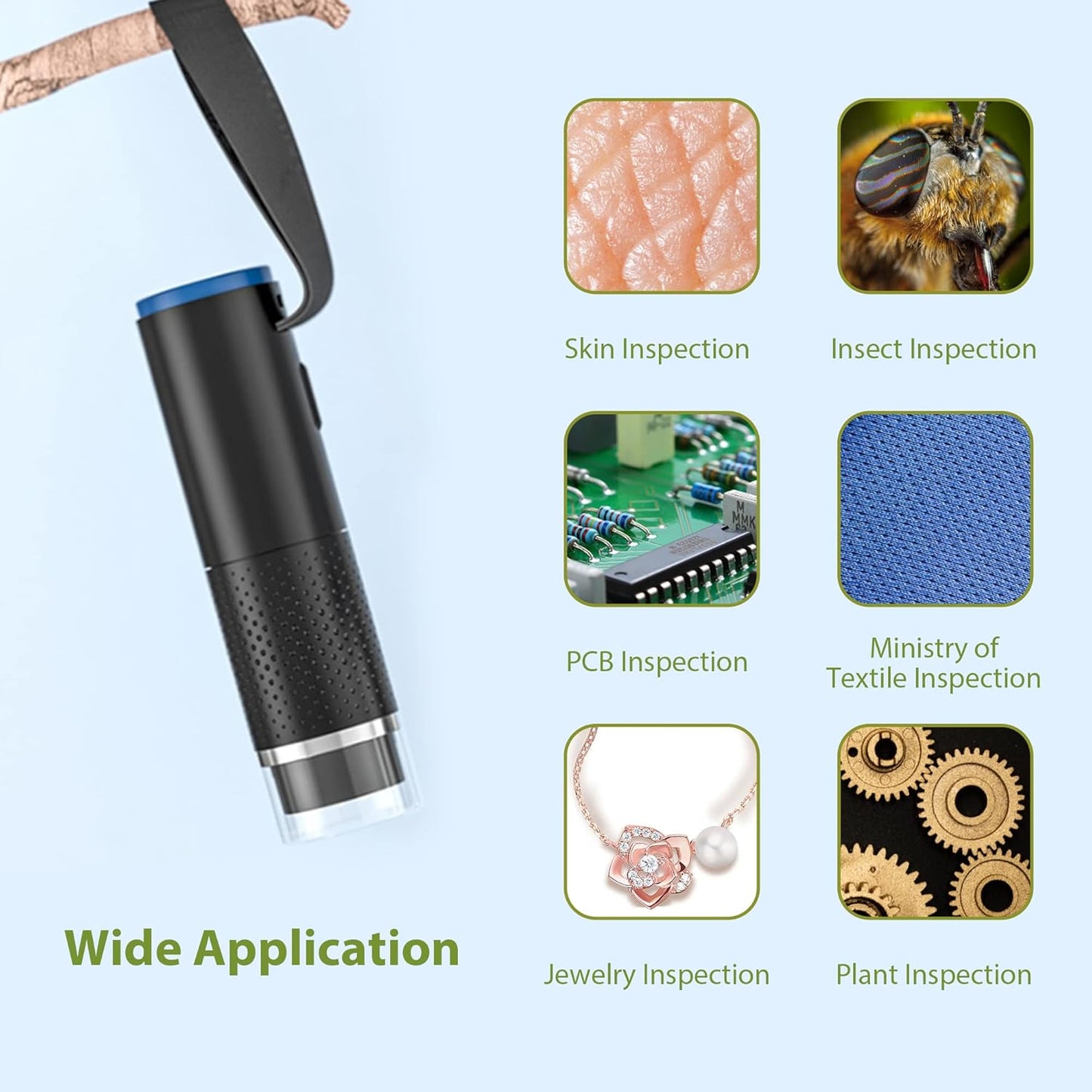 Wireless Digital Microscope, 50X-1000X Magnification Handheld Pocket Microscope Camera with 8 Adjustable LED, Rechargeable Bluetooth Microscope with iOS Android Phone, MacBook, Windows PC