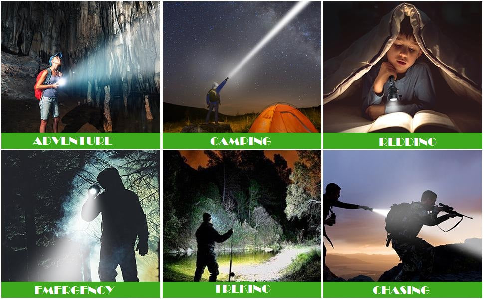 Powerful Rechargeable Torch Light Long Range Waterproof Emergency LED Light Camping, Outdoor USB Charging Self Defense Flashlight