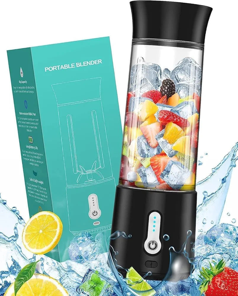 Portable Blender, 500ml Large Capacity Travel Blender Inside Contains 6 Stainless Steel Blades And USB Charging, Easy to Use And Safe Personal Blender for Travel, Kitchen, Party And Outdoor