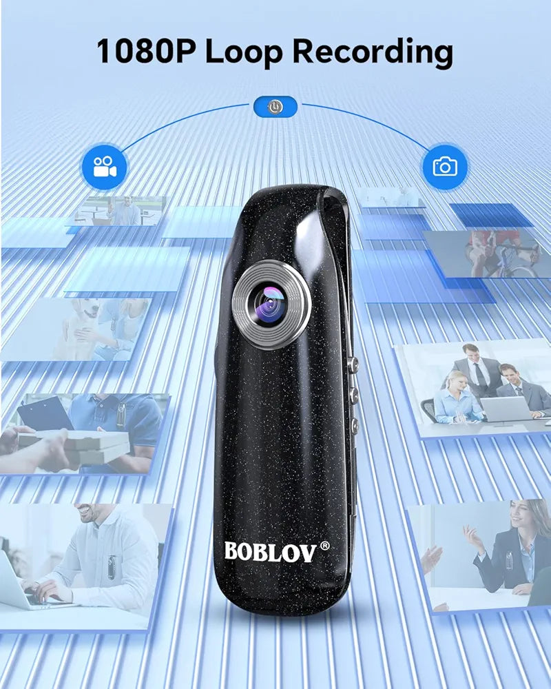 BOBLOV 007 128GB Small Body Cameras, Easy-User-Friendly, Portable Pocket Tiny Body Cams with Back Clip,1080P Mini Camera Bodycams, Loop Recording for Bike/Pet/Home/Proof (128GB)