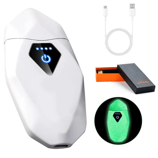 Diamond Electric Touch Plasma Windproof Dual Arc Lighter - Rechargeable USB with LED Battery Indicator