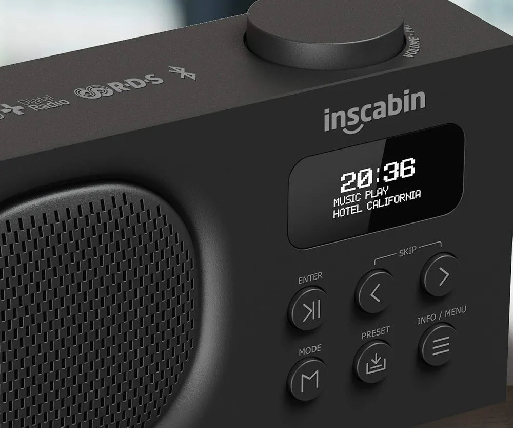 Inscabin P2 Portable DAB/DAB+FM Digital Radio/Bluetooth Portable Wireless Speaker/Nice Design/Dual Alarm Clock (Black)