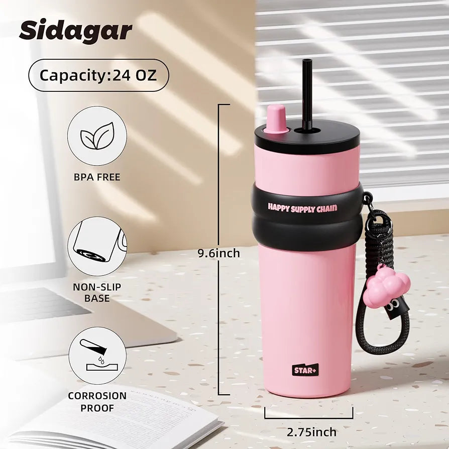 STAR+ (Black Pink) 25.0 fl oz (710 ml) Aurora Dream Straw Cup Water Bottle Tumbler
