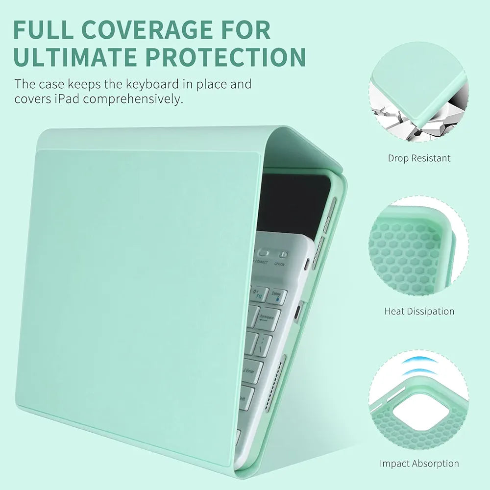 Keyboard Case for iPad Air 11 inch (M3 2025 / M2 2024) & iPad Pro 11 inch (4th/3rd/2nd/1st) Gen - Magnetic Detachable Bluetooth Keyboard with Pencil Holder for 10.9" iPad Air 4th/5th Gen (Green)