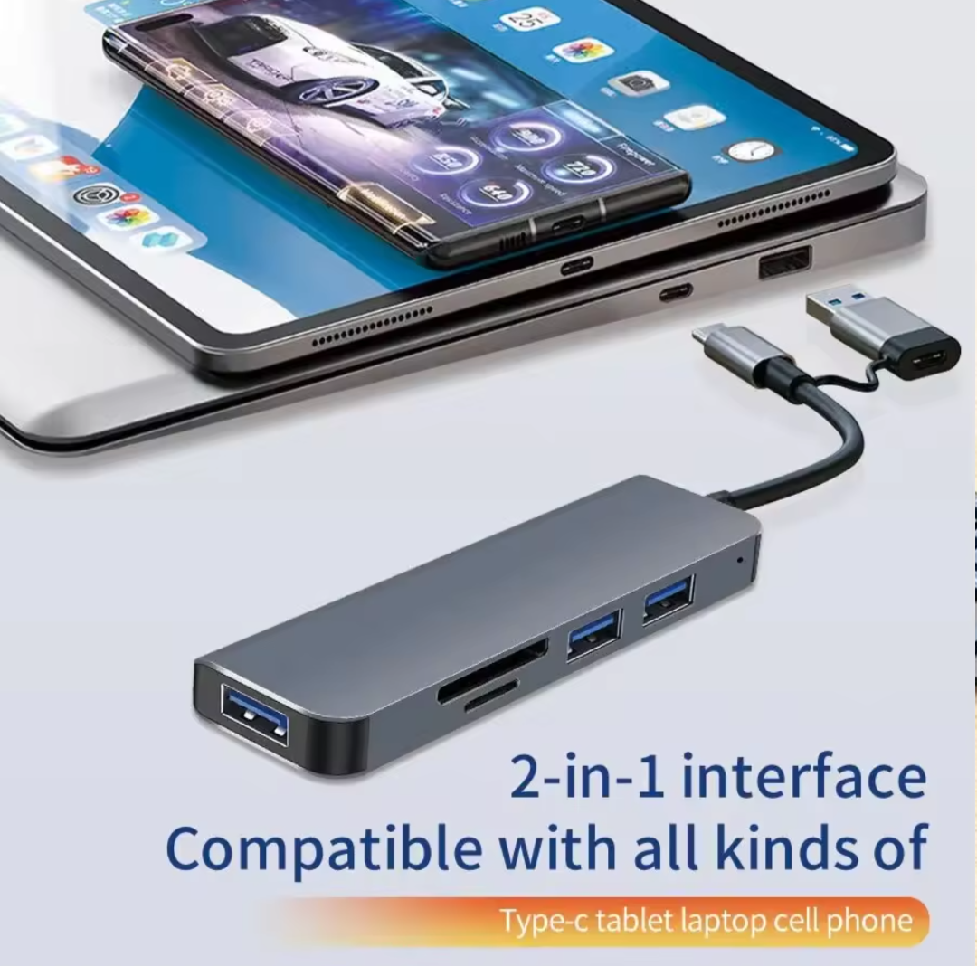 Type C And USB Hub USB 3.0 2.0 TF SD Card Reader 5 In 1