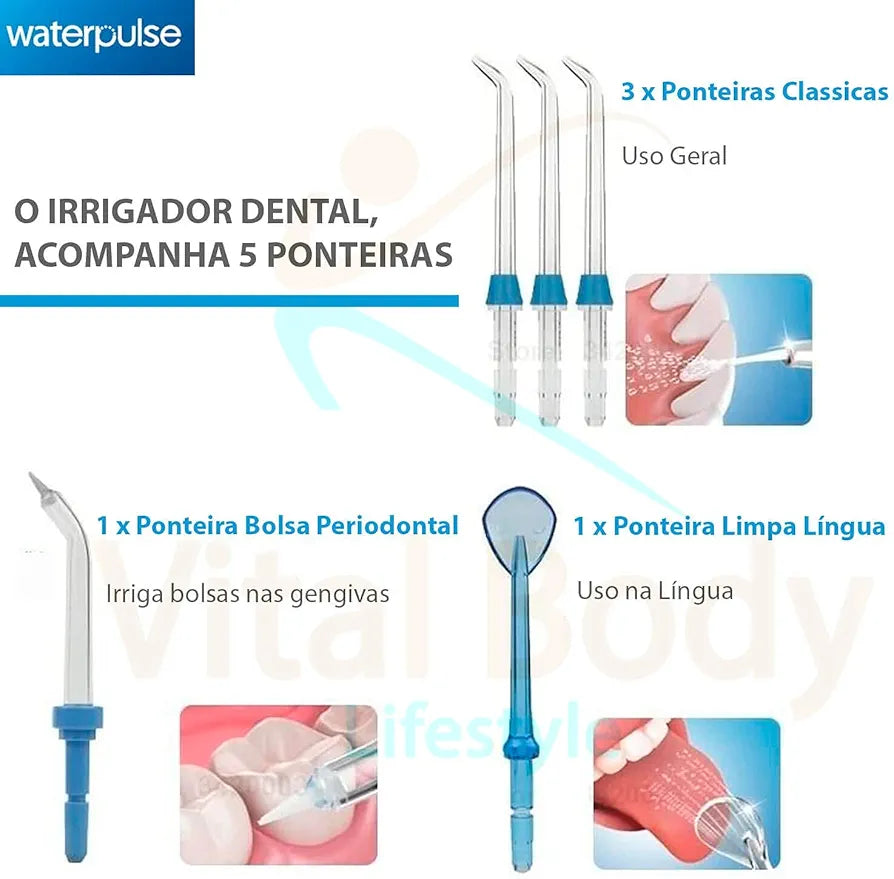 V300 Water Flosser with 5 Tips and Advanced Pressure Control System with 10 Settings, Dental Plaque Removal irrigator, White