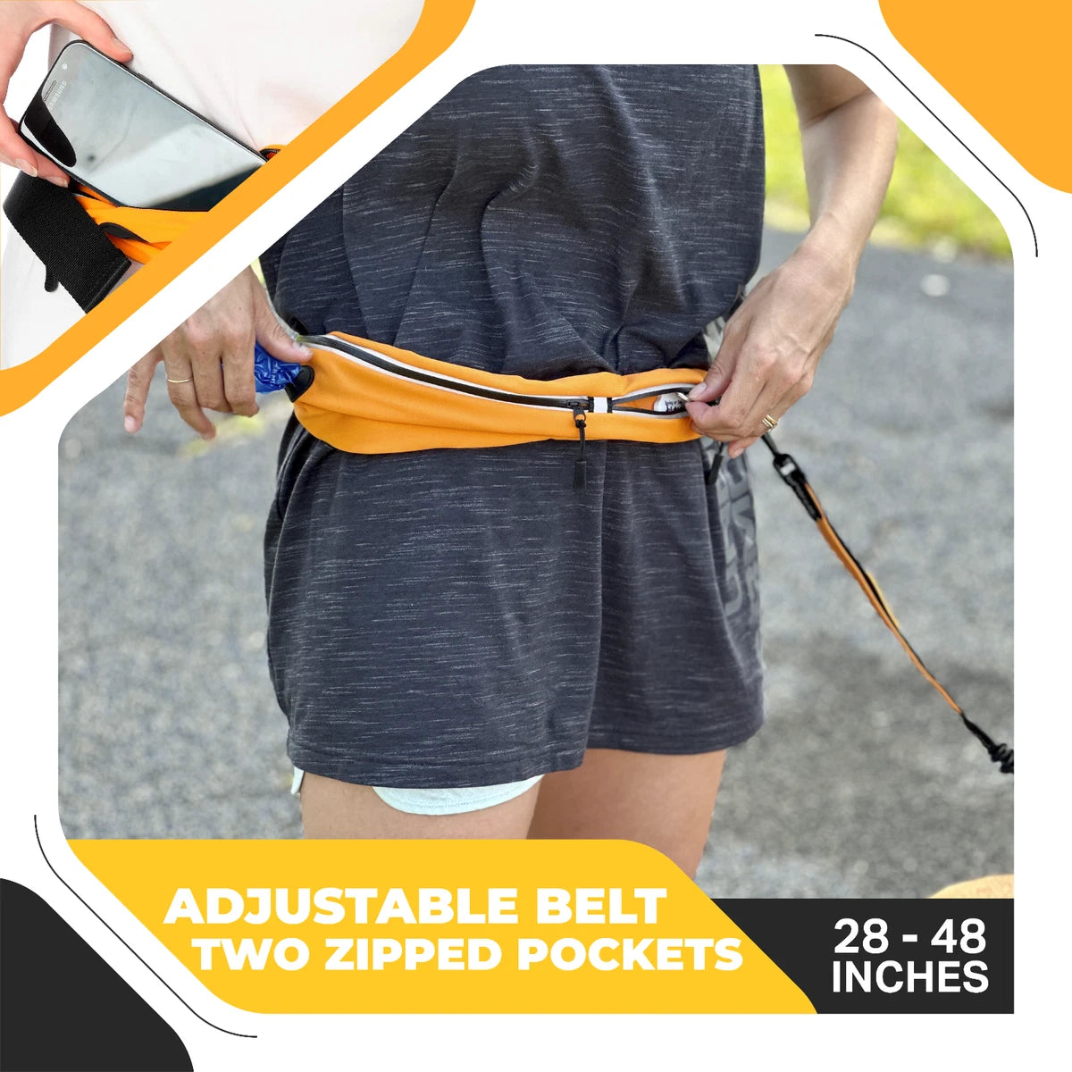 Barkswell Hands Free Dog Lead for 2 Dogs - Running Dog Lead with Waist Belt and Two Bungee Dog Leads - Premium Dog Walking Belt. DOUBLE HANDSFREE DOG LEAD FOR 2 DOGS by Barkswell. Allows your Hands Freedom while Walking, Running or Jogging with your Dogs