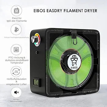 EIBOS Easdry Box Filament Dryer 3D Printer Filament Dryer with Fan Adjustable Temperature Moisture Control Rinse Holder Compatible with 1.75 mm 2.85 mm 3.00 mm Nylon