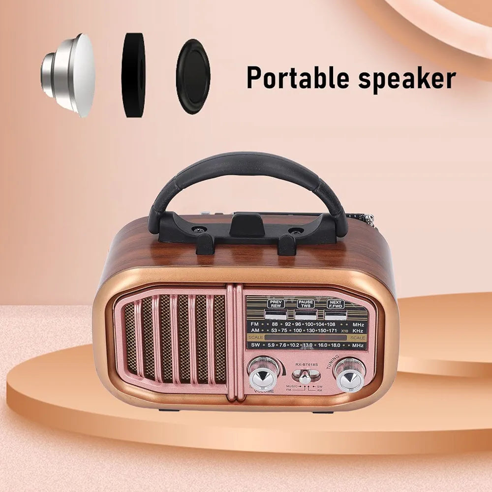 Retro Solar BT Radio, Vintage Small Radio, Support Am FM SW, Solar Powered Design