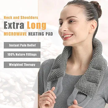 UNCN Long Heating pad for Neck and Shoulders Back 33 * 5.9" microwavable Large Moist Heat Pack Warm hot Compress Neck wrap Weighted Bag Massage Reusable Herbal Nature Calming Portable