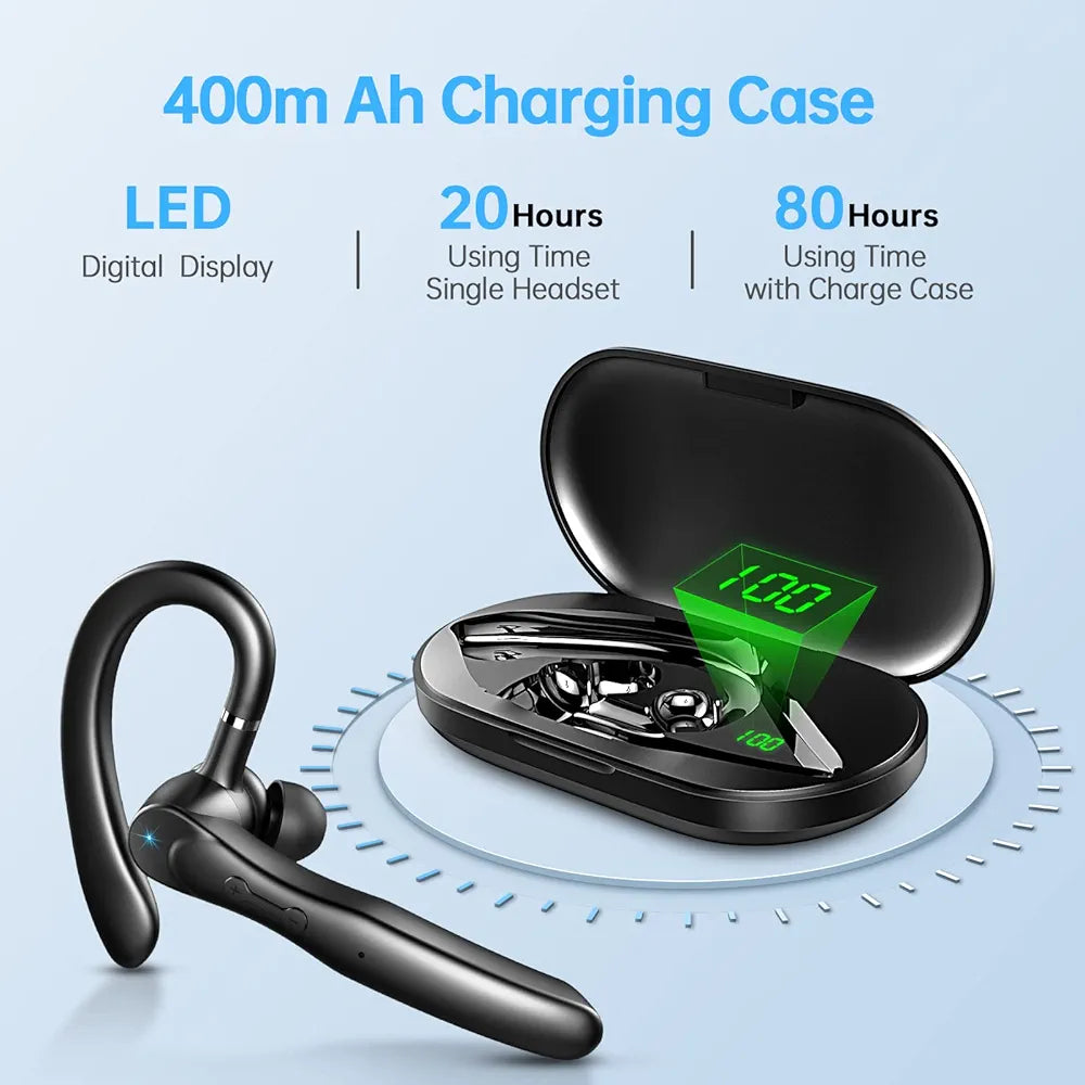 Bluetooth Headset Wireless Bluetooth Earpiece 5.3 Clear Call with 2 ENC Microphone, 80Hrs Ultra Long Playtime Hands-Free Earbuds for Driving Compatible for IOS/Android