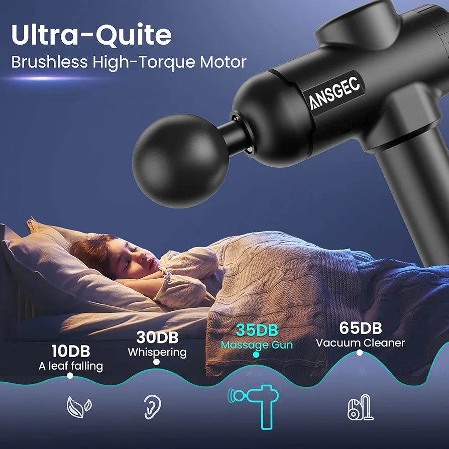 Massage Gun, ANSGEC Deep Tissue 30 Speeds Powerful Muscle Massage Gun Electric Handheld Massagers, Percussion Massager for Muscle, Back, Neck, Body Relief