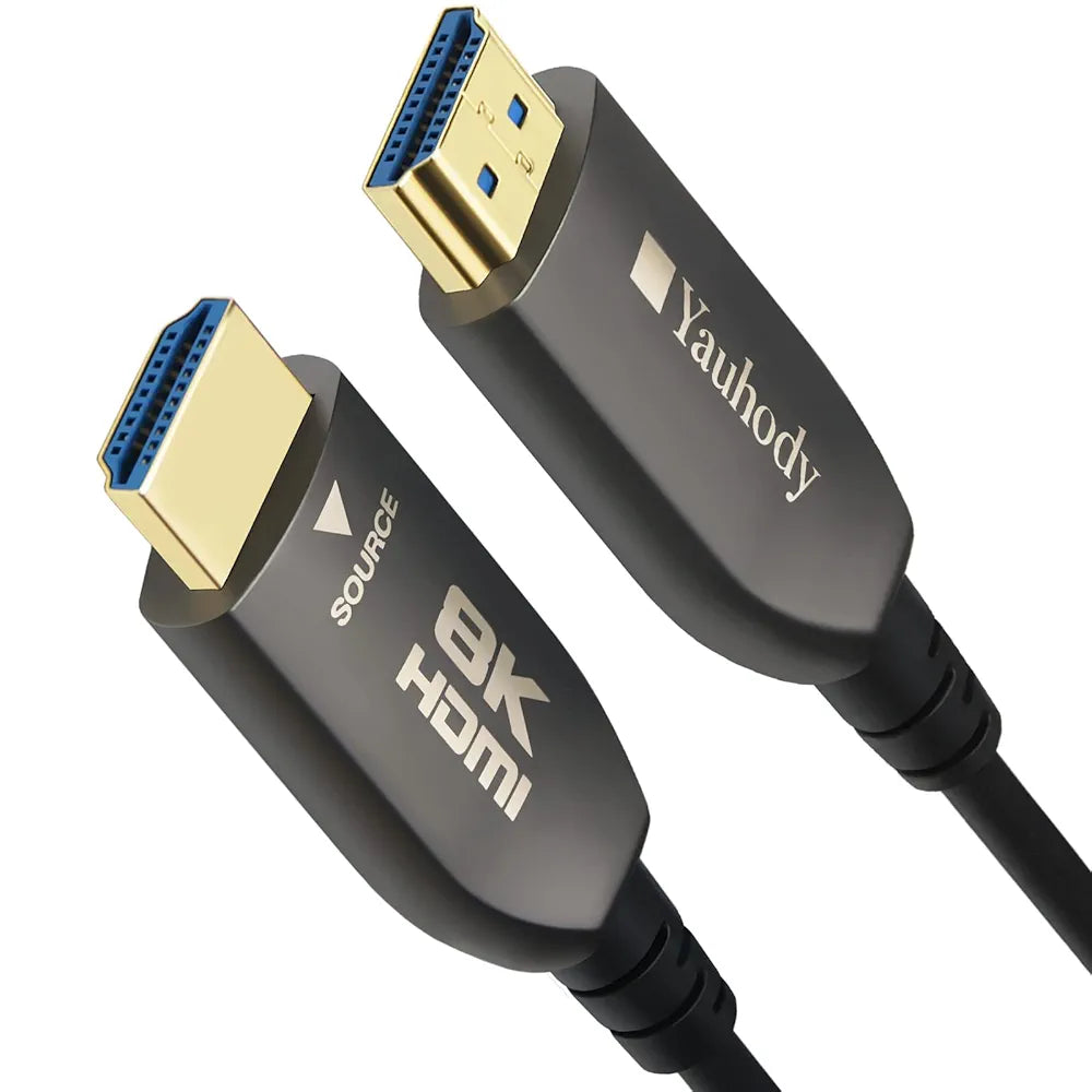 Yauhody Real 8K HDMI Fiber Optic Cable 50ft, Ultra High Speed 48Gbps HDMI 2.1 Over Fiber, Supports 10K, 8K@60Hz, 4K@144Hz/120Hz/60Hz, HDCP 2.2 & 2.3, 4:4:4, eARC, Dynamic HDR 10, 3D (50ft)