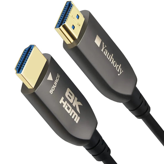 Yauhody Real 8K HDMI Fiber Optic Cable 50ft, Ultra High Speed 48Gbps HDMI 2.1 Over Fiber, Supports 10K, 8K@60Hz, 4K@144Hz/120Hz/60Hz, HDCP 2.2 & 2.3, 4:4:4, eARC, Dynamic HDR 10, 3D (50ft)