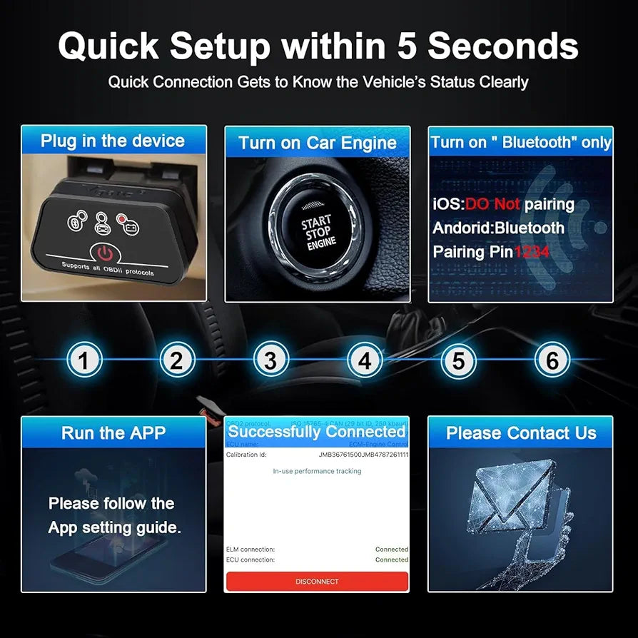 Vgate iCar2 BLE 4.0 OBD2 Bluetooth Adapter Auto Scanner Car Diagnostic Tools Engine System Diagnostic Tools for Android/IOS (Black/Orange)