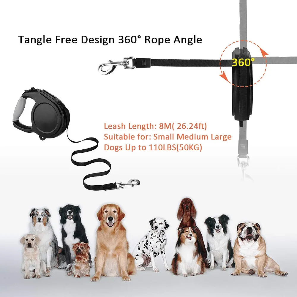 Supernight Retractable Dog Lead 8 m Long with LED Light
