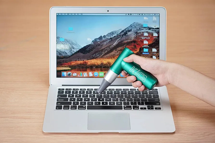 KiCA JetFan KC1 Compressed Air Blower, 36000 RPM Electric Air Can for Computer Keyboard Cleaning, Hair Drying, Recharging Battery, 10W Fast Charging - Green