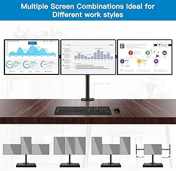 HUANUO Ergonomic Dual Monitor Stand for 13 to 35 Inch Screens, Height Adjustable Monitor Arm Holds up to 22 lbs, Tilt ±45° Swivel 180° Rotate 360°, 2 Mounting Options, VESA 75 & 100 mm