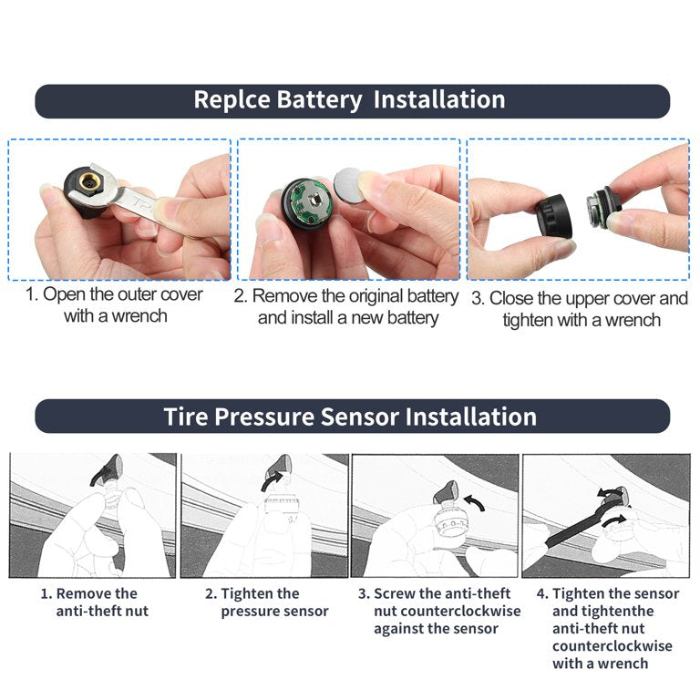 Tire Pressure Monitoring System Kit Solar Wireless