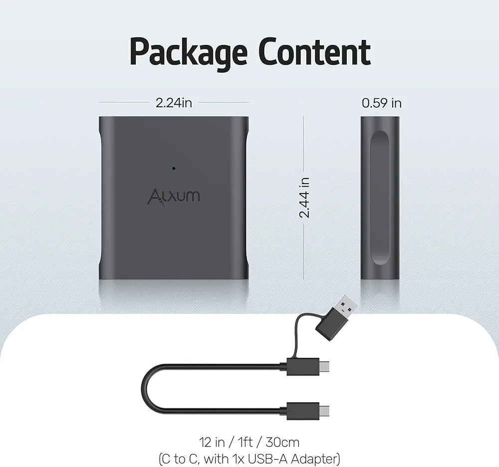 Alxum CFast Card Reader, USB C to CFast 2.0 Card Reader with USB A Adapter, Compatible with Sony, Lexar, Sandisk, Transcend and More