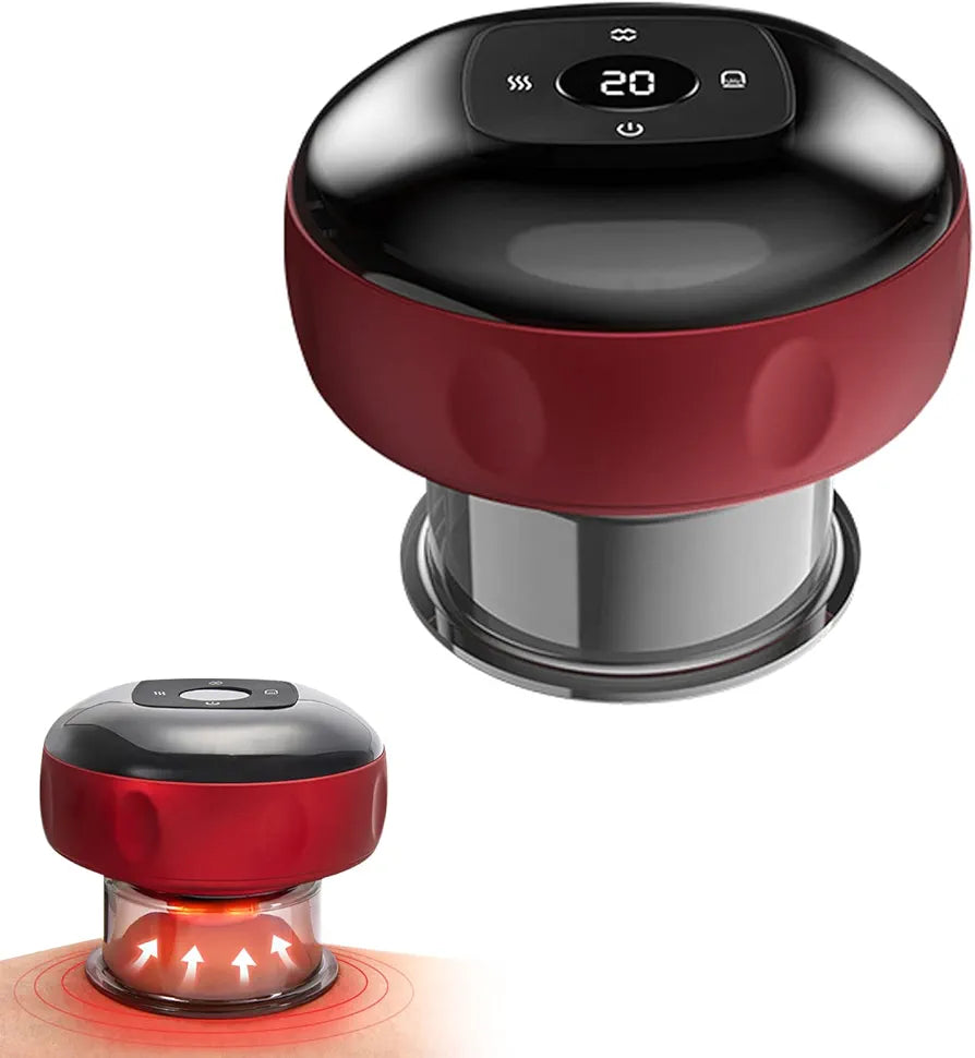 Electronic Cupping Therapy, Intelligent Electric Cupping Massager Guasha Device for Pain Relief, Cupping Device Massager for Back Body (12 Files Red)