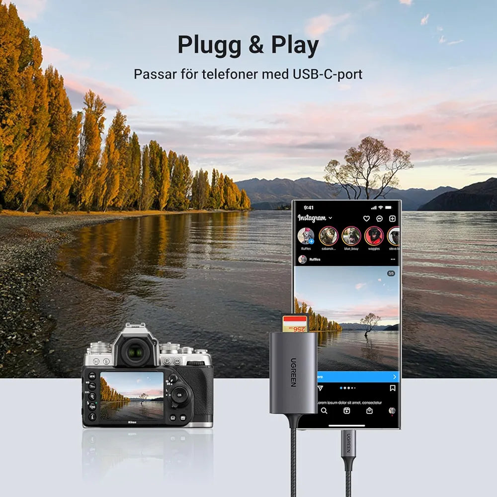 UGREEN USB C Card Reader SD 4.0 Card Reader USB C 2 in 1 Micro SD Adapter OTG Aluminum Compatible with Galaxy S23,iPad Pro,MacBook Pro,Surface pro/Surface Book etc.