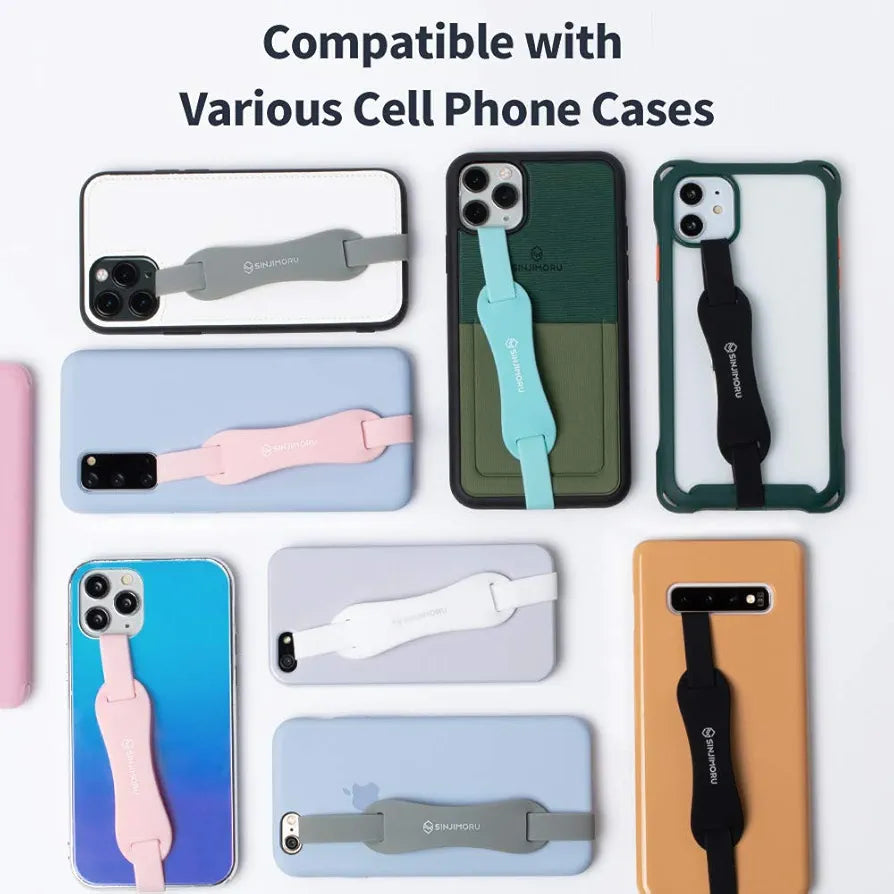 Sinjimoru Universal Silicone Phone Grip Holder, As Cell Phone Stand, With Elastic Phone Finger Strap For Android/Iphone Case.