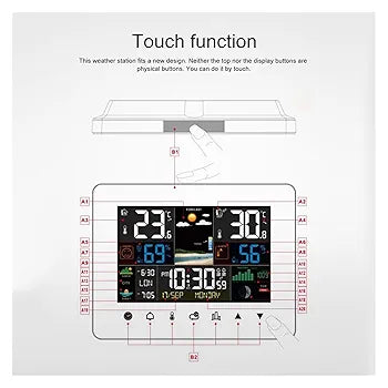 MZZYG Thermohygrometer Touch Screen Operation Weather Station Alarm Clock Thermometer Hygrometer With Wireless OutdoorSensor(FJ3362G)