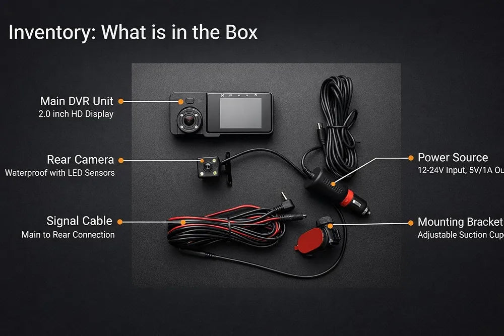 Triple Dash Camera Front, Cabin & Rear 170° Ultra Wide Angle  Night Vision