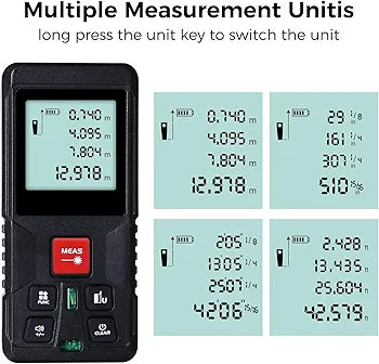Laser Measure Device, 120m LCD Digital Laser Distance Meter with 2 Bubble Level