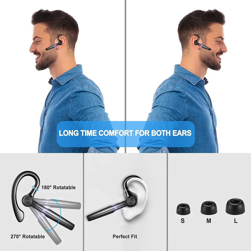 Bluetooth Headset with Microphone,48Hrs V5.3 Bluetooth Earpiece for Cell Phone/Business/Office/Driving/Trucker Driver,Bluetooth Headphones Earbuds for iPhone Android Samsung