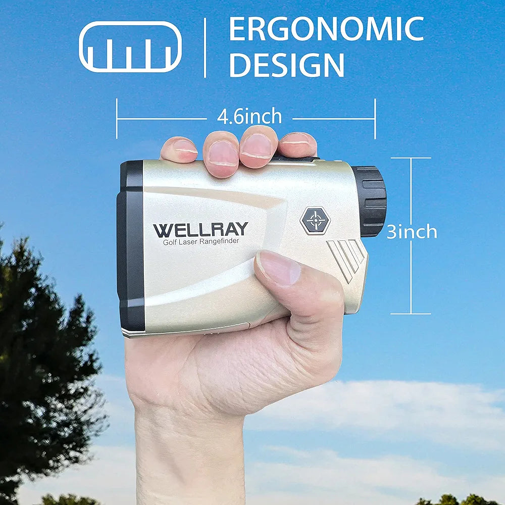 WELLRAY Golf Rangefinder, Laser Golf Rangefinder with Slope,650 Yards Rang Finder Devices with 6X Magnification & Flag Pole Locking Vibration Function, Range Finder for Golfing & Hunting,3 Modes