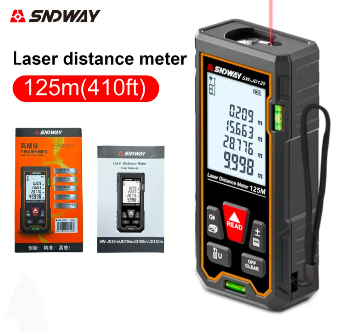 SNDWAY 125M Laser Distance Measuring Instrument Highly accurate angle measurement auto-calibration
