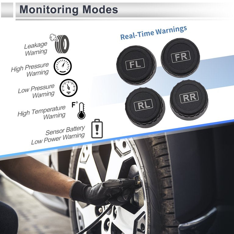 Tire Pressure Monitoring System Kit Solar Wireless