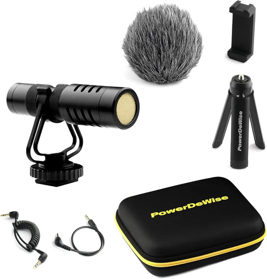 PowerDeWise Wireless Lavalier Microphone Video Mic kit for smartphone & DASLR