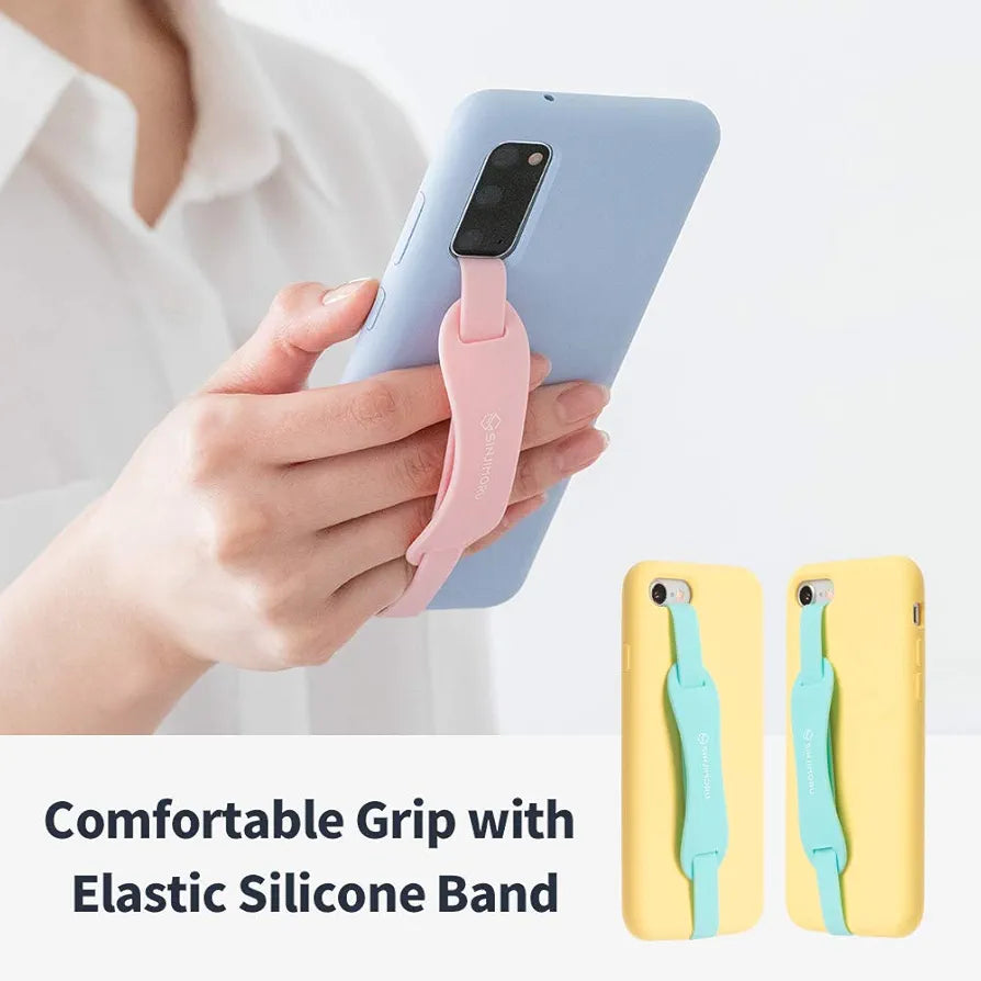 Sinjimoru Universal Silicone Phone Grip Holder, As Cell Phone Stand, With Elastic Phone Finger Strap For Android/Iphone Case.