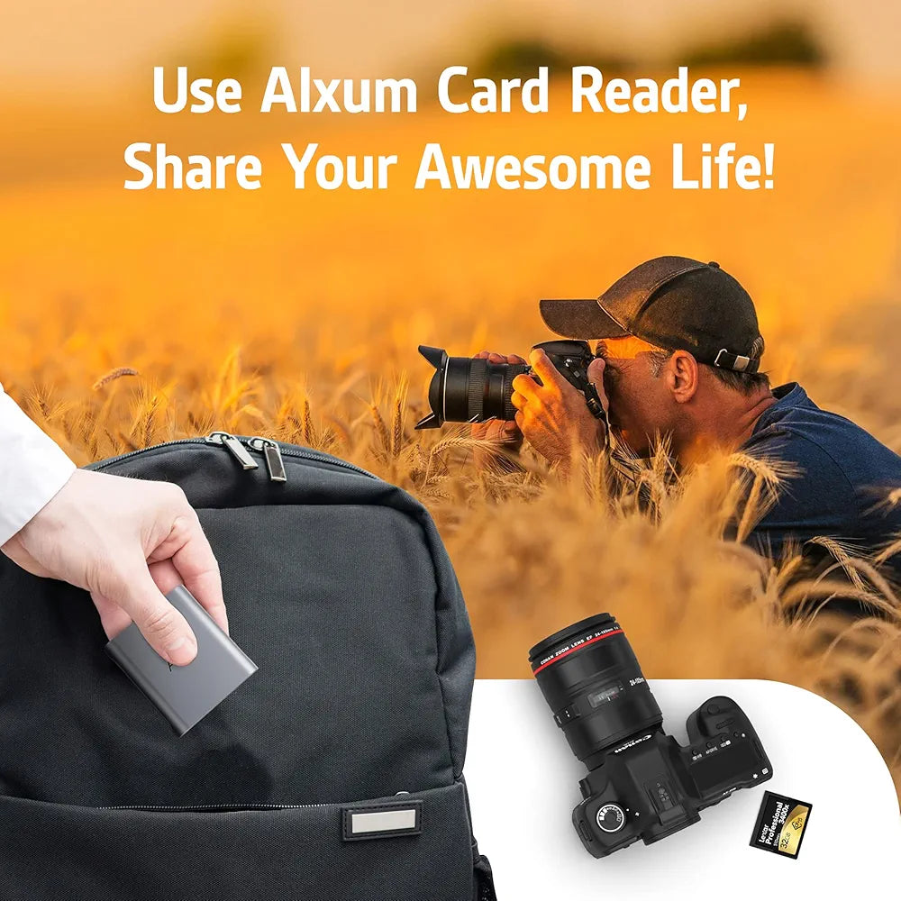Alxum CFast Card Reader, USB C to CFast 2.0 Card Reader with USB A Adapter, Compatible with Sony, Lexar, Sandisk, Transcend and More