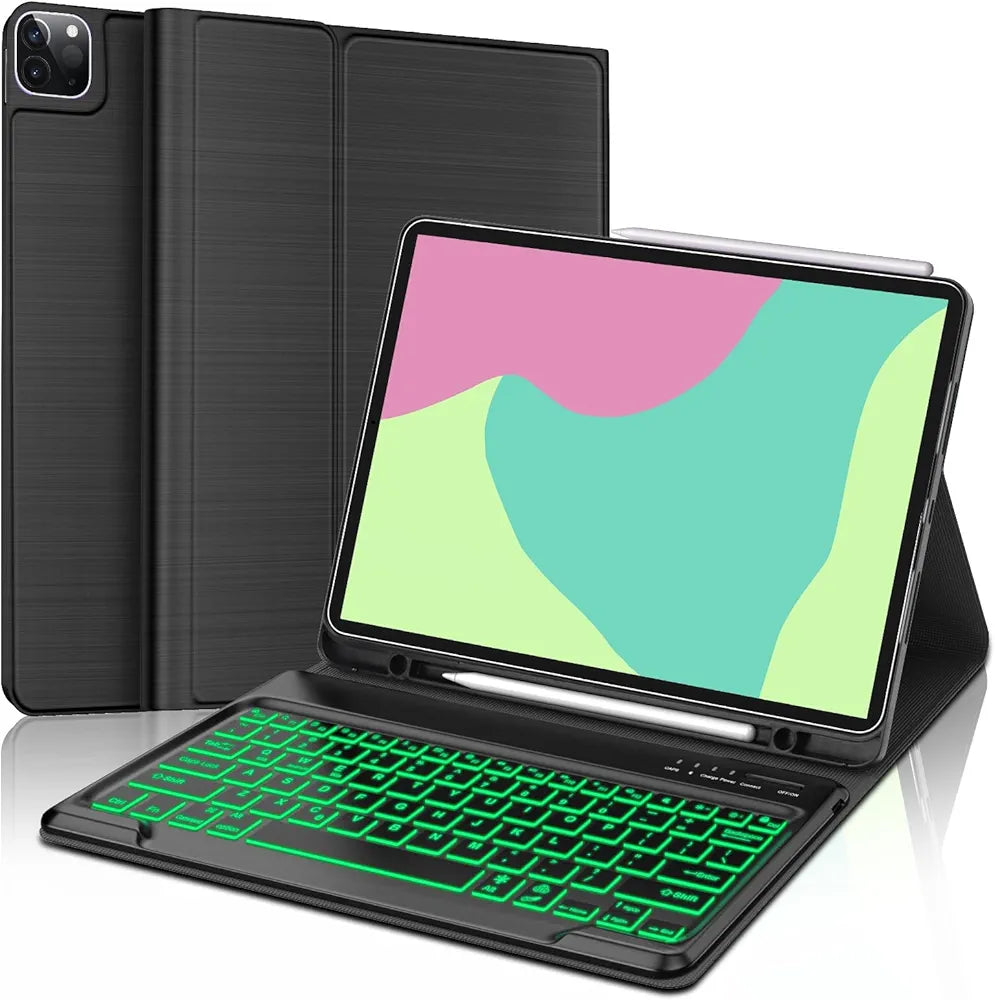 JADEMALL iPad 12.9 inch Keyboard Case for iPad Pro 12.9 5th Generation 2021, iPad 4th/3rd Generation 2020/2018, Black