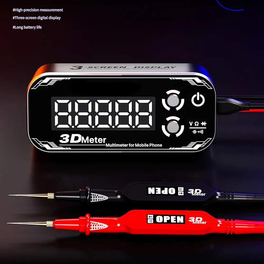 Tripled Screen Digital Multimeter with Voltages Capacitance Resistance Measurement