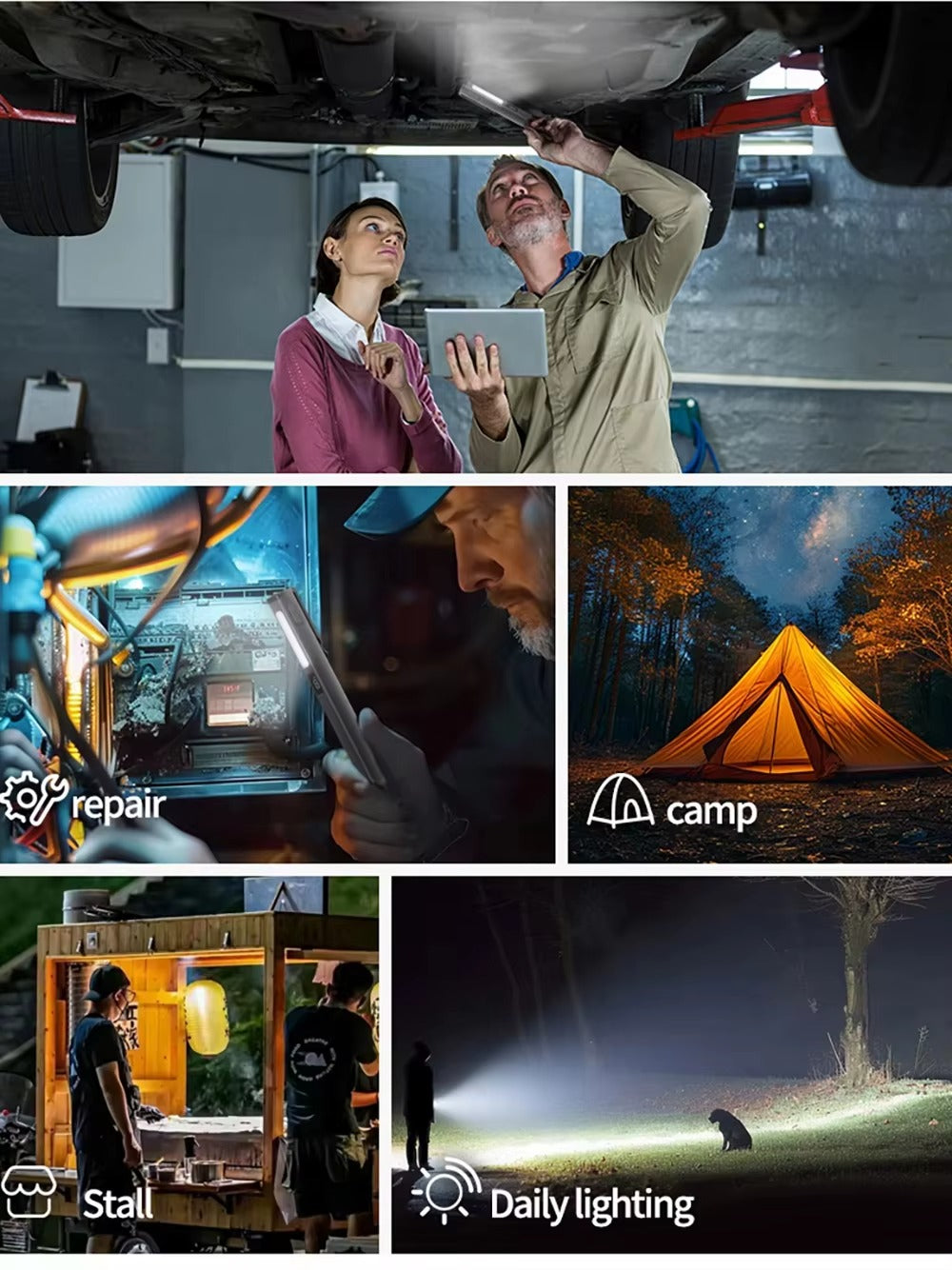 Rechargeable LED Pen Light Outdoor Portable Multifunctional Work Lamp 6 Modes