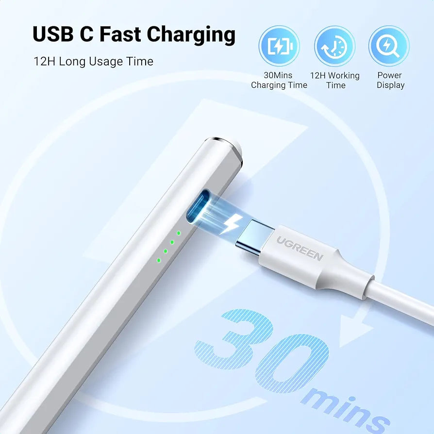 UGREEN Stylus Pen Compatible for iPad Pencil Precise and Smooth Include 3 Replacement Nibs Compatible with iPad 6/7/8/9/10/Pro 11 12.9 Inch/Air 3/4/5, Mini 5/6 Gen