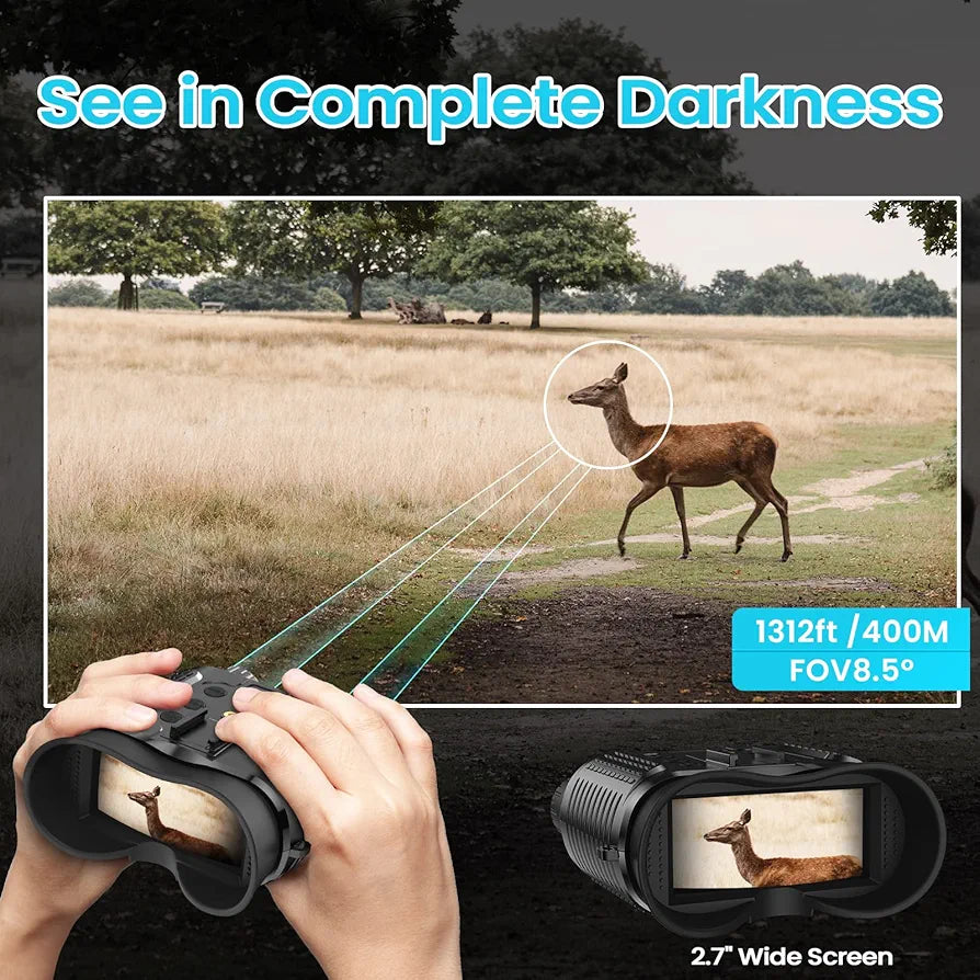 Head-Mounted Night Vision Goggles - Hands Free Rechargeable 1312FT Digital Infrared Night Vision Binoculars for Adults,8xDigital Zoom,Compatible with Fast MICH Helmet,Military Tactical Hunting