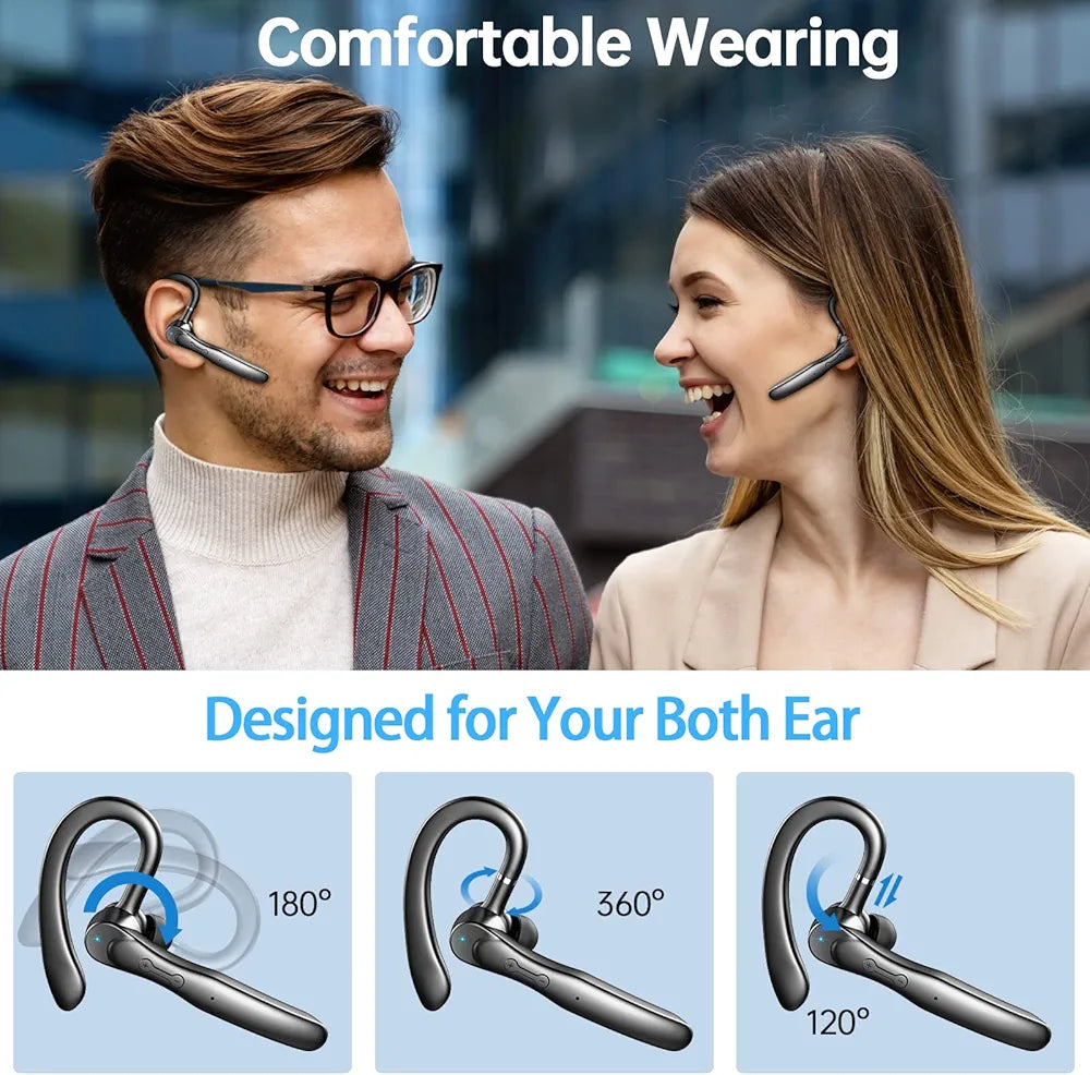 Bluetooth Headset Wireless Bluetooth Earpiece 5.3 Clear Call with 2 ENC Microphone, 80Hrs Ultra Long Playtime Hands-Free Earbuds for Driving Compatible for IOS/Android