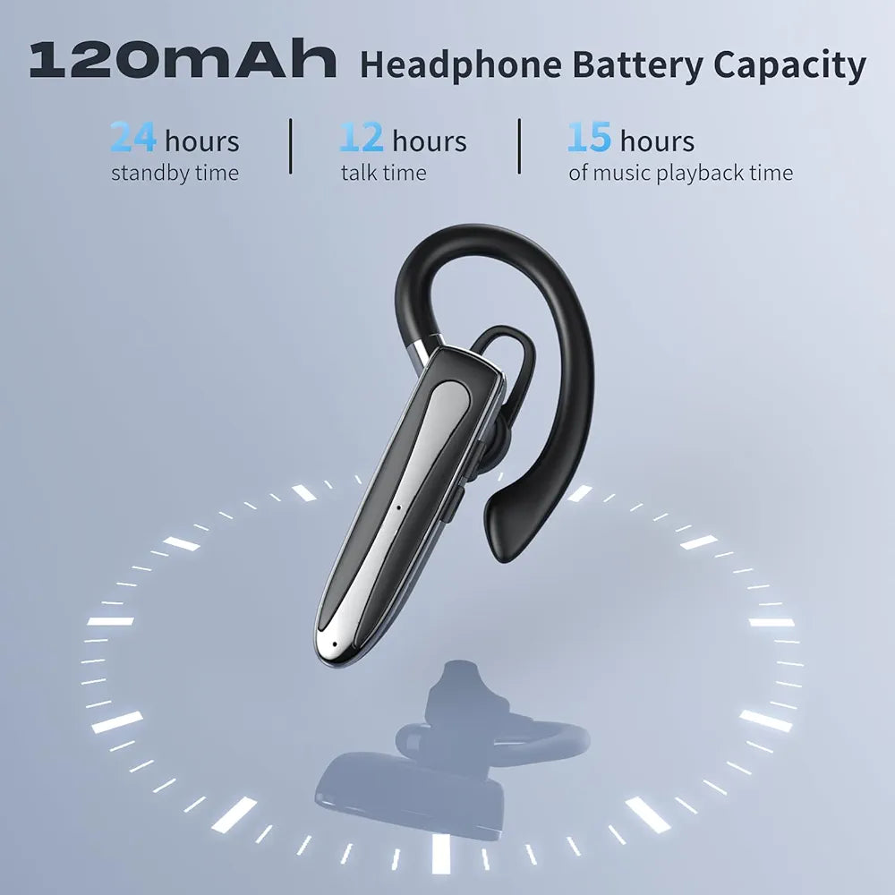 Bluetooth Headset V5.2, Wireless with Microphone, Driving Headset of 24-Hour Standby time Compatible with iSO and Android Phones, YYK-530