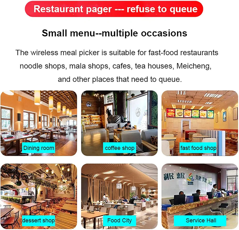 Restaurant Pager Wireless Calling 999 Channel Calling Keypad