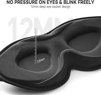 3D Sleep Eye Mask with 12mm Recessed Eye Sockets, Breathable Comfortable Soft Milk Ice Silk Sleeping Mask for Traveling Napping All Night Sleeping Yoga