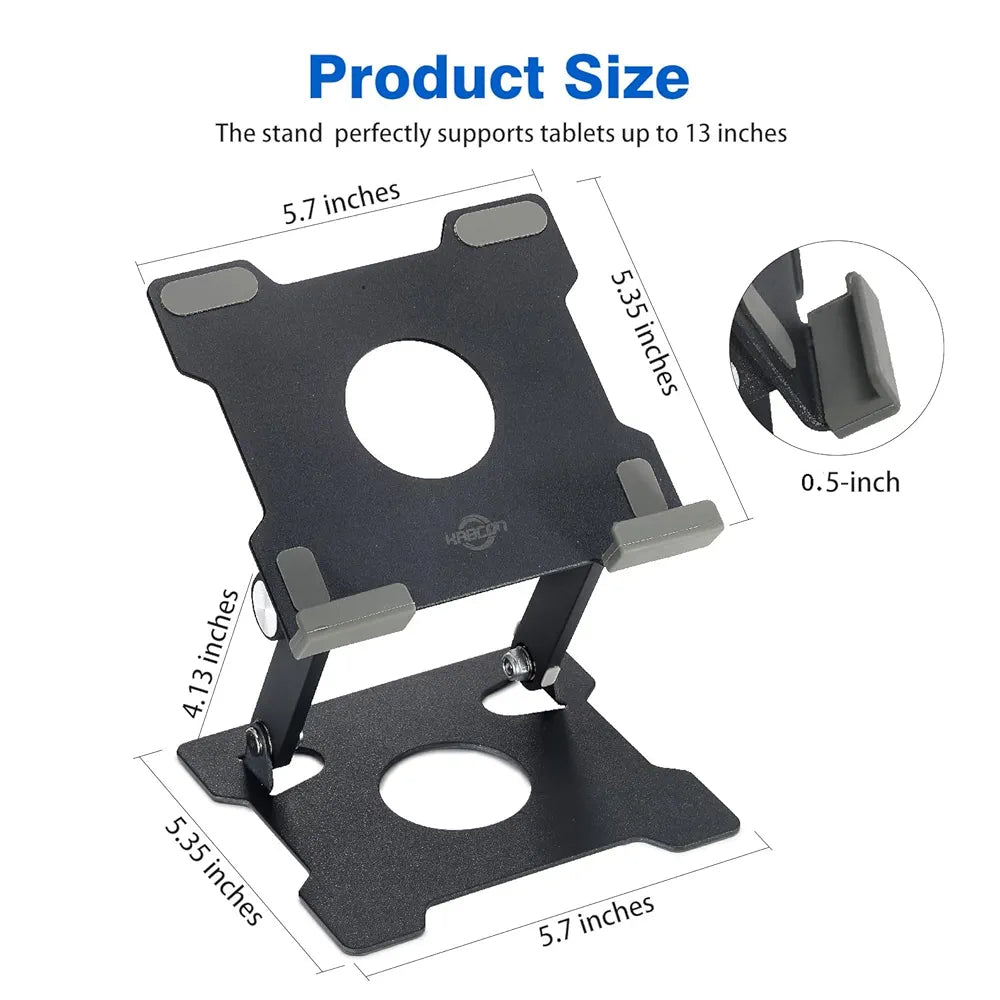 KABCON Quality Tablet Stand,Adjustable Foldable Eye-Level Aluminum Solid Up to 15-in Tablets Holder for Microsoft Surface Series Tablets,iPad Series,Samsung Galaxy Tabs,Amazon Kindle Fire,Etc.Silver/Grey