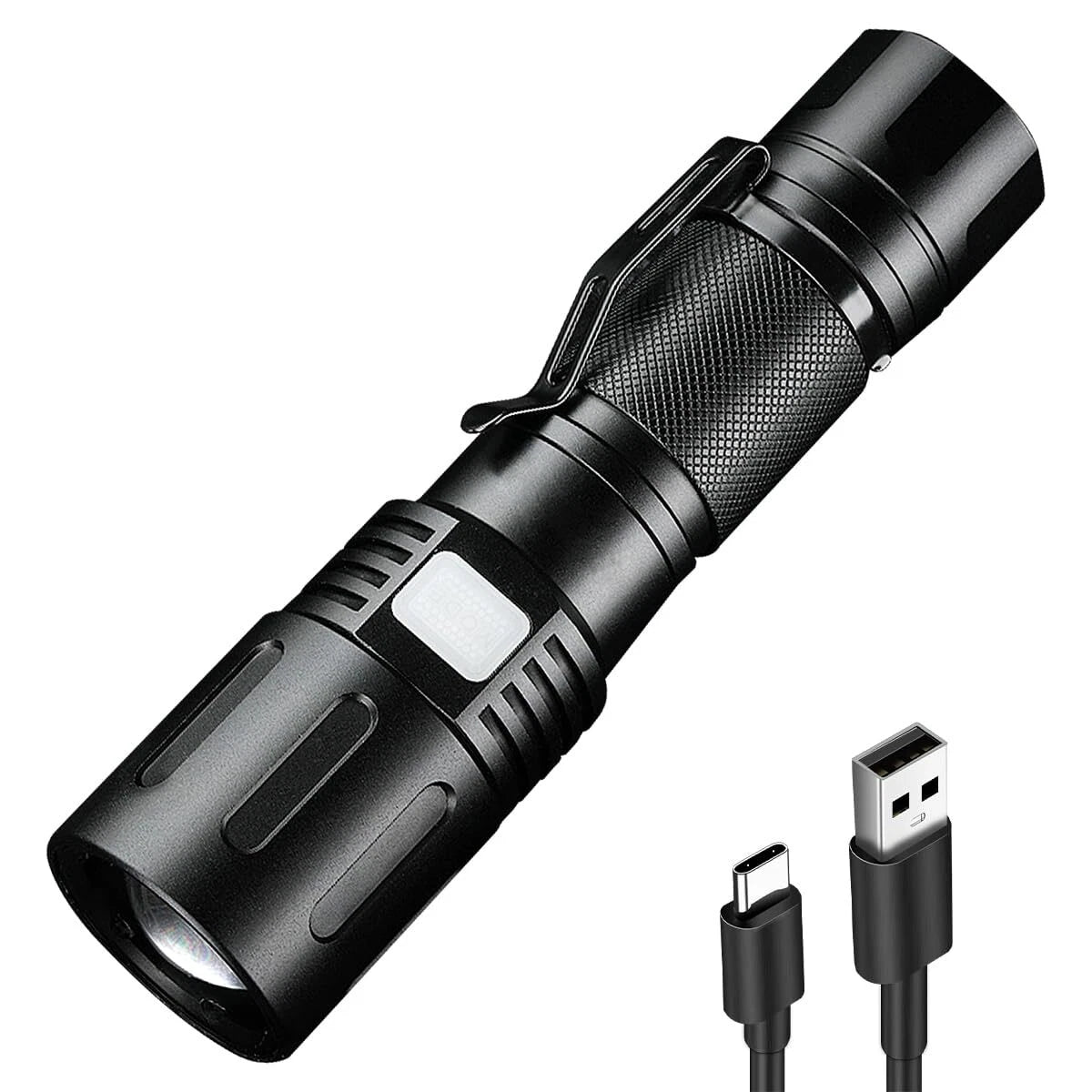 SuperFire 1000 Lumens Super Bright Flashlights LED Rechargeable, Zoomable Tactical Flashlight with Powerful Chips,5 Light Modes Pocket Flashlight for Home, Mechanic,Camping, Emergency, Survival