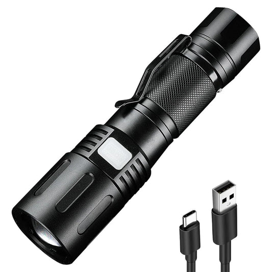 SuperFire 1000 Lumens Super Bright Flashlights LED Rechargeable, Zoomable Tactical Flashlight with Powerful Chips,5 Light Modes Pocket Flashlight for Home, Mechanic,Camping, Emergency, Survival
